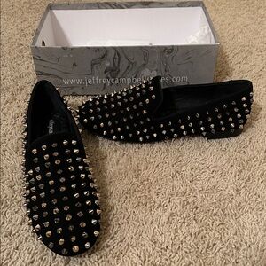 Jeffrey Campbell Honor Black Suede Spiked Loafers NEW Sz 9